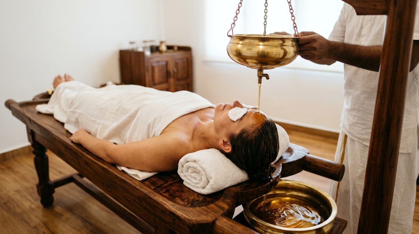 Classical Shirodhara for Severe Migraine, Stress & Neuro Reset